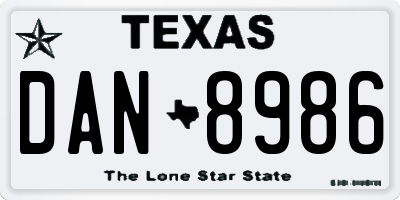 TX license plate DAN8986