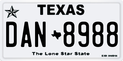 TX license plate DAN8988