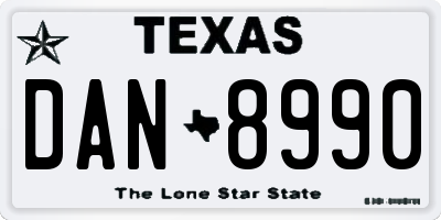 TX license plate DAN8990