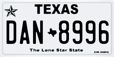 TX license plate DAN8996