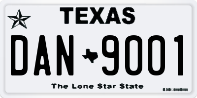 TX license plate DAN9001