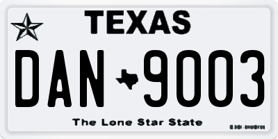 TX license plate DAN9003