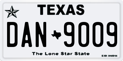 TX license plate DAN9009
