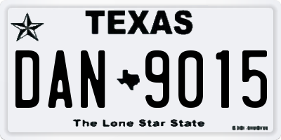 TX license plate DAN9015