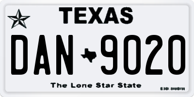 TX license plate DAN9020