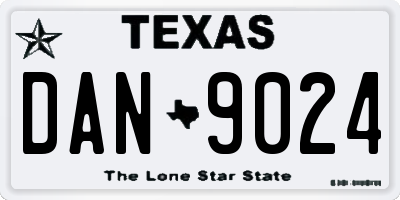 TX license plate DAN9024