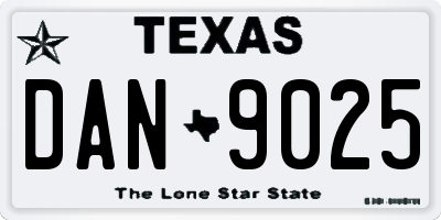 TX license plate DAN9025