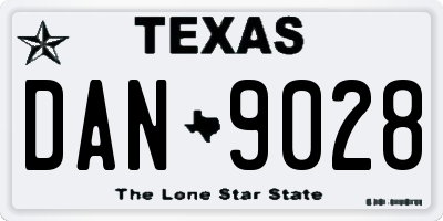 TX license plate DAN9028