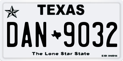 TX license plate DAN9032