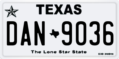 TX license plate DAN9036