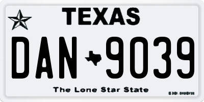 TX license plate DAN9039