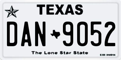 TX license plate DAN9052