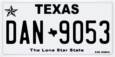 TX license plate DAN9053