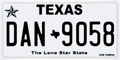 TX license plate DAN9058