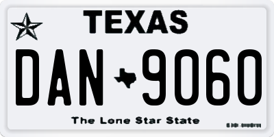 TX license plate DAN9060