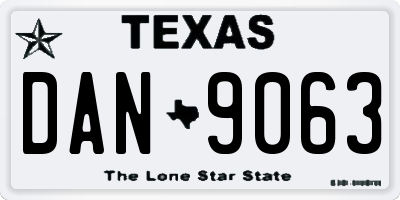 TX license plate DAN9063