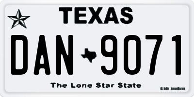 TX license plate DAN9071