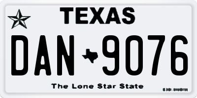 TX license plate DAN9076