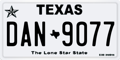 TX license plate DAN9077