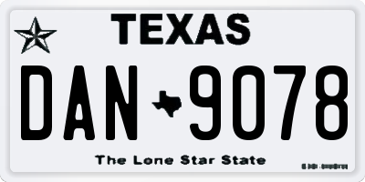 TX license plate DAN9078