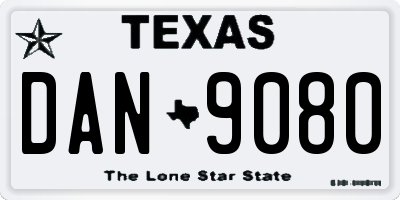 TX license plate DAN9080
