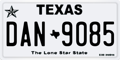 TX license plate DAN9085