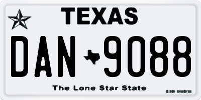 TX license plate DAN9088