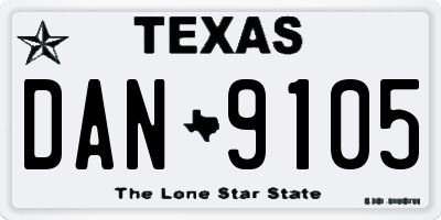 TX license plate DAN9105
