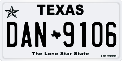 TX license plate DAN9106