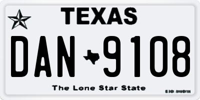TX license plate DAN9108