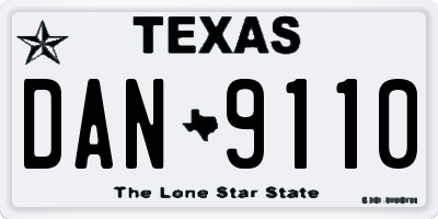 TX license plate DAN9110