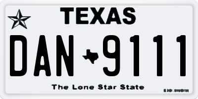 TX license plate DAN9111
