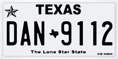 TX license plate DAN9112