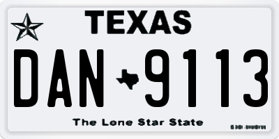 TX license plate DAN9113