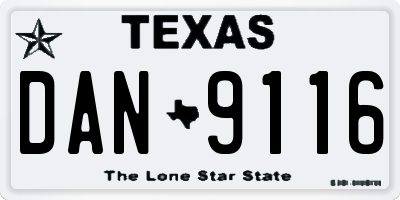 TX license plate DAN9116
