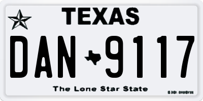 TX license plate DAN9117