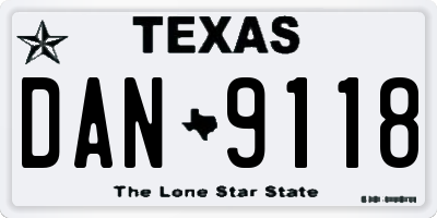 TX license plate DAN9118