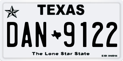 TX license plate DAN9122