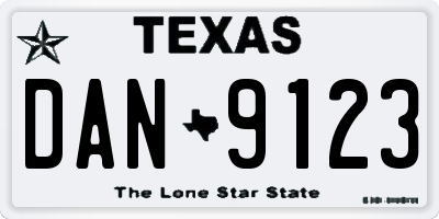 TX license plate DAN9123