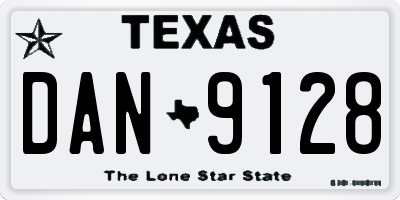 TX license plate DAN9128
