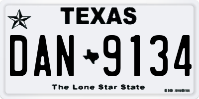 TX license plate DAN9134