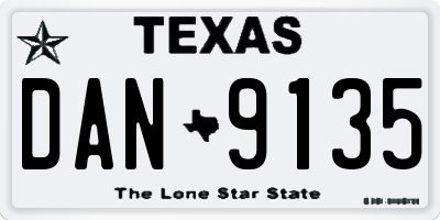TX license plate DAN9135