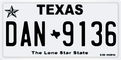 TX license plate DAN9136