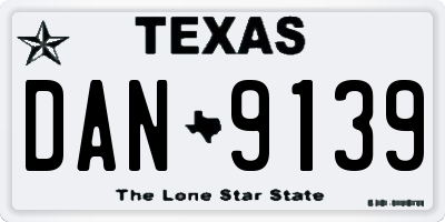 TX license plate DAN9139
