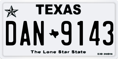 TX license plate DAN9143