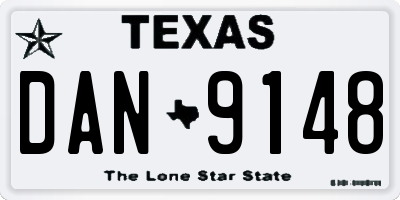TX license plate DAN9148