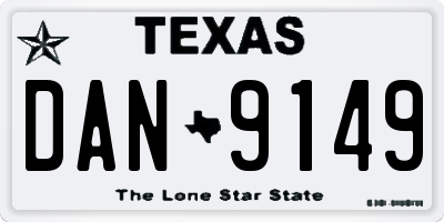 TX license plate DAN9149