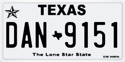 TX license plate DAN9151