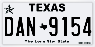 TX license plate DAN9154