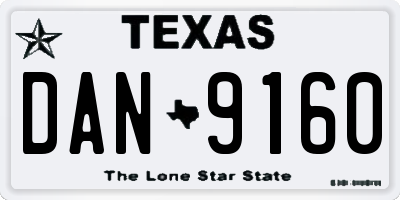 TX license plate DAN9160